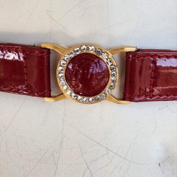 Vtg Gianni Versace Red‎ Gold Medusa  Belt - Picture 8 of 12
